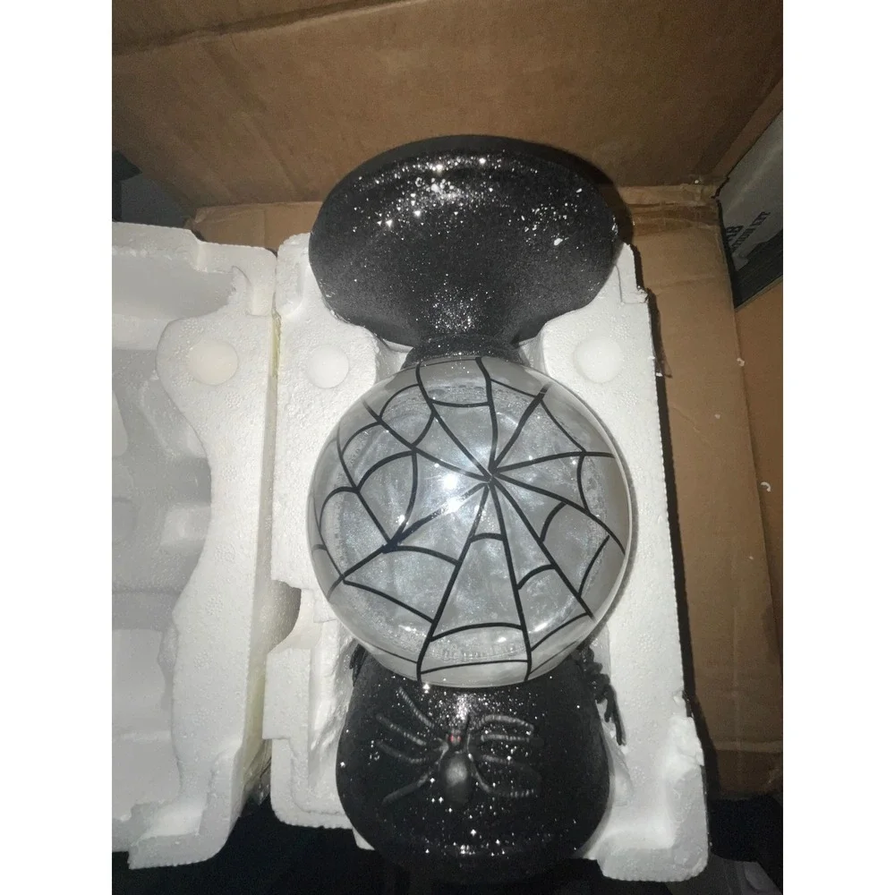 Bath and Body Works Candle Holder Spider Web Water Globe Light Up Pedestal